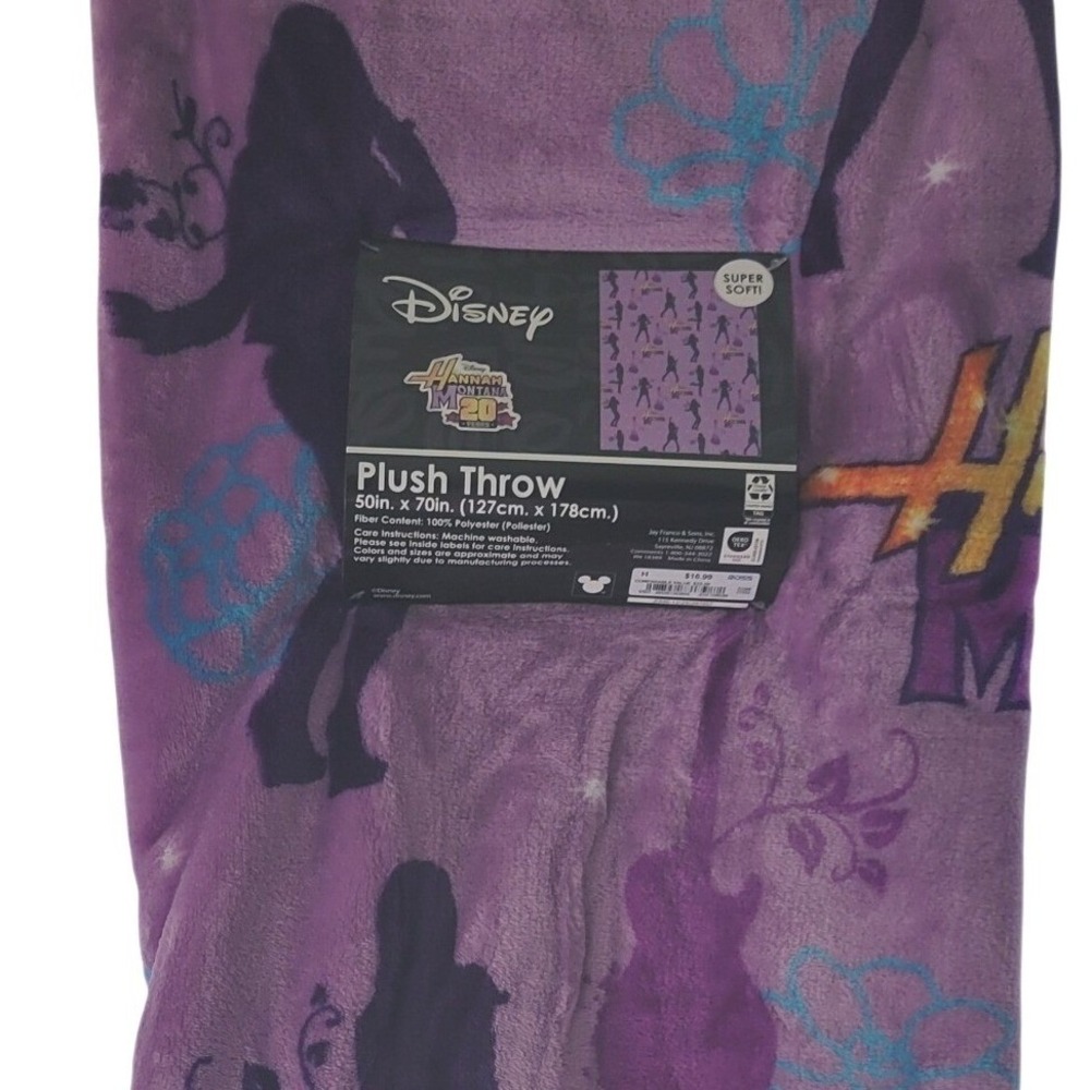 Disney Hannah Montana 20‎ Years Plush Throw Blanket Purple 50x70 Super Soft NWT